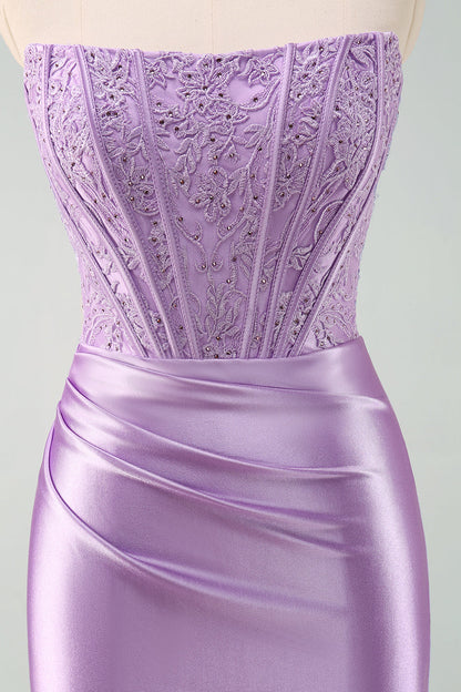 Sparkly Purple Strapless Bodycon Short Homecoming Dress