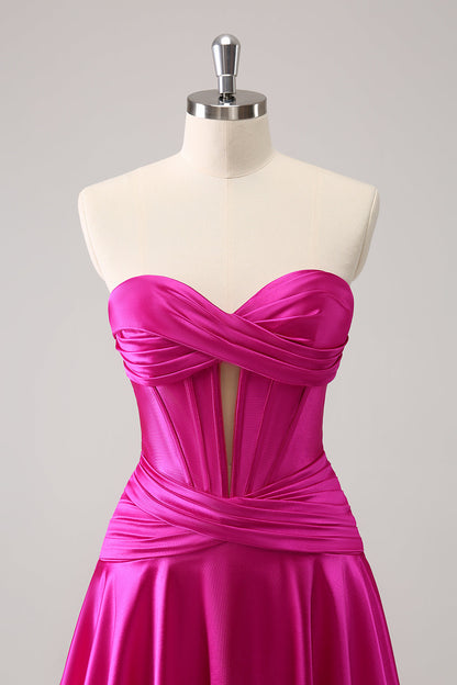 Fuchsia A-Line Sweetheart Corset Short Homecoming Dress