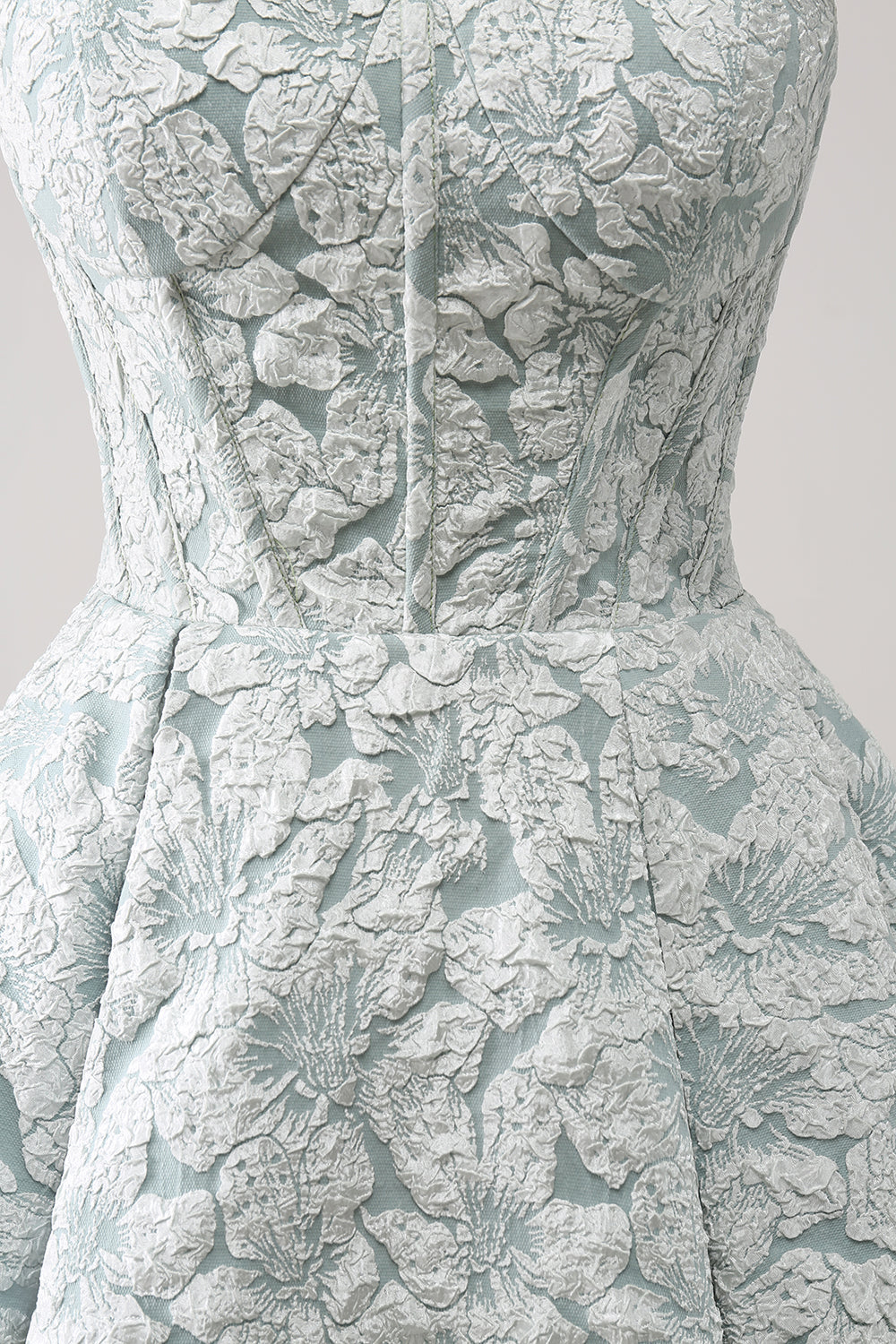 Grey Green A-Line Strapless Floral Short Homecoming Dress