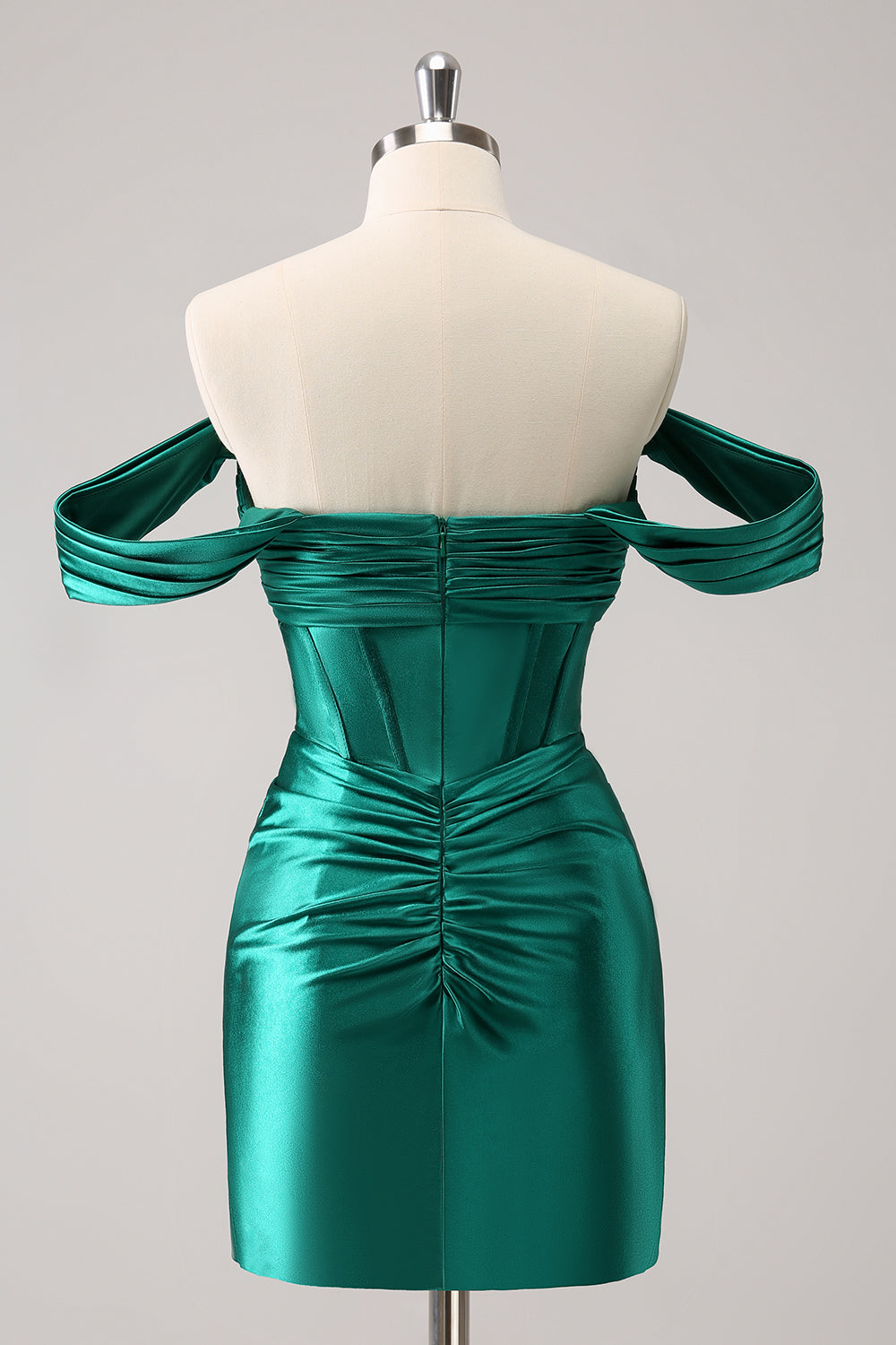 Dark Green Tight Off the Shoulder Corset Satin Homecoming Dress