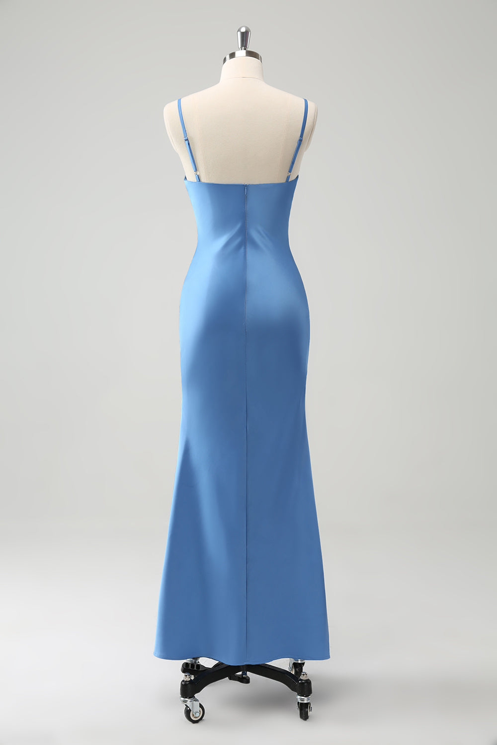 Blue Mermaid Spaghetti Straps Bridesmaid Dress with Bowknot