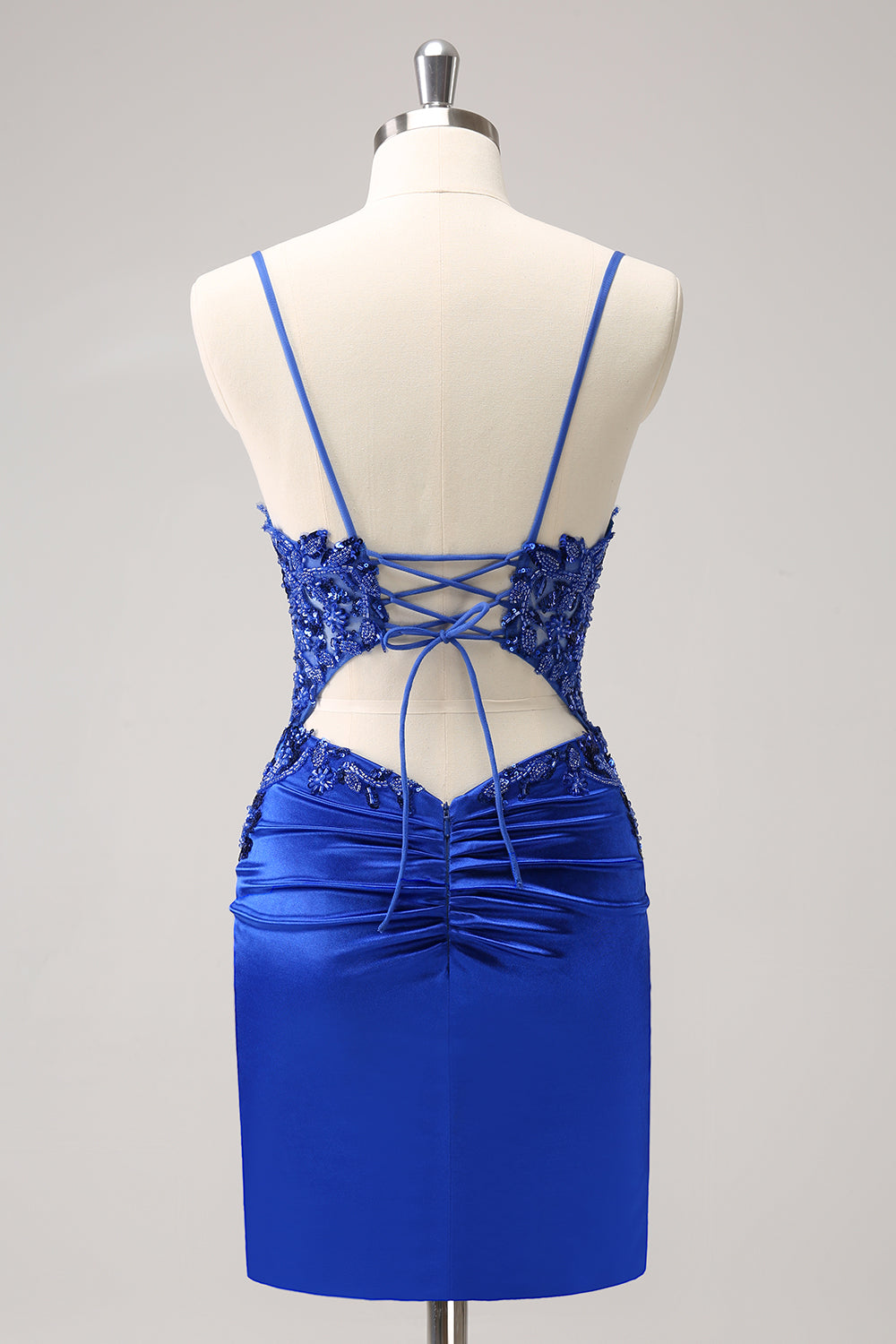 Sparkly Royal Blue Sequin Tight Short Homecoming Dress With Lace Up Back