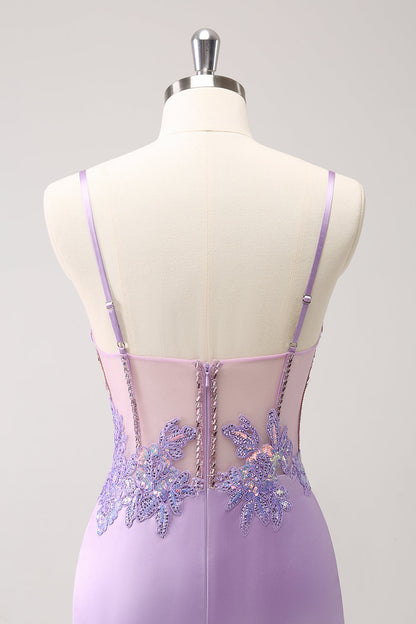 Sparkly Purple Corset Sequin Tight Short Homecoming Dress