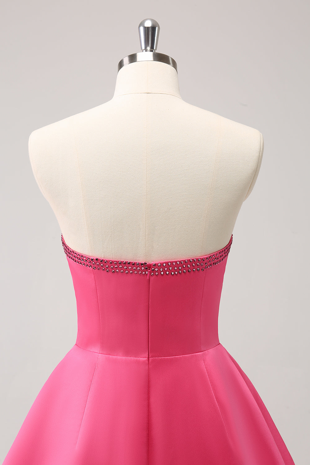 Sparkly Fuchsia A-Line Beaded Strapless Homecoming Dress with Bows