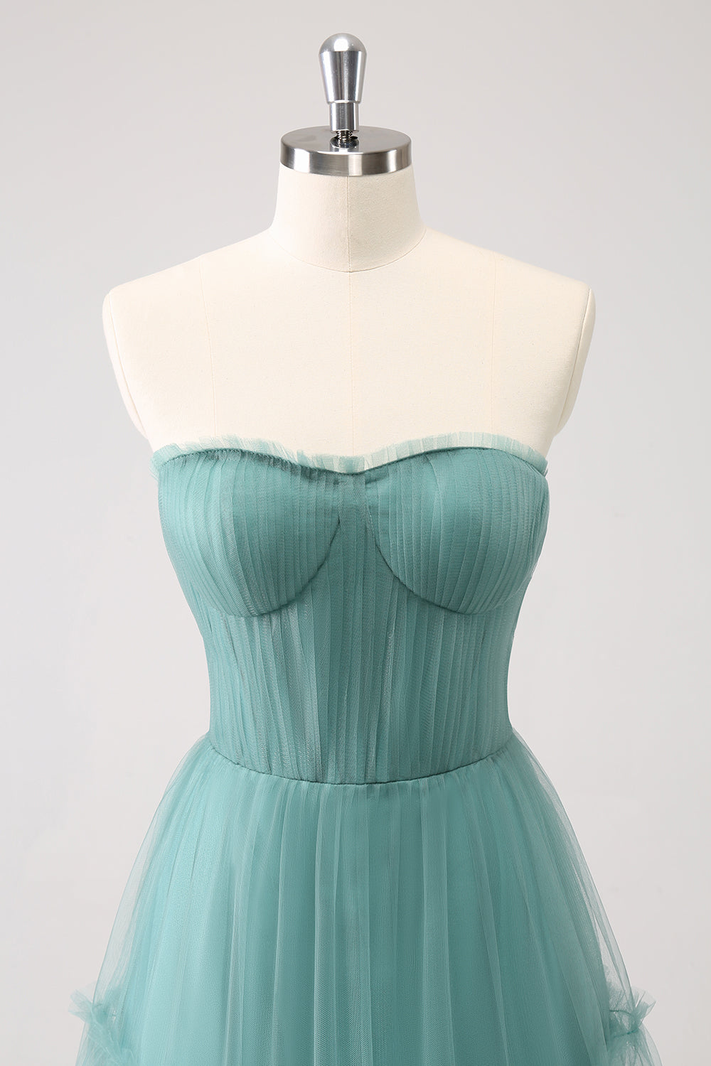 Eucalyptus Strapless Corset Tulle A-Line Bridesmaid Dress