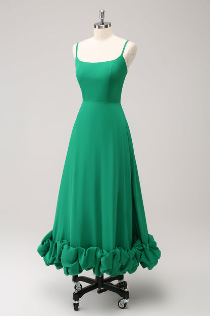 Elegant Green A Line Spaghetti Straps Bridesmaid Dress