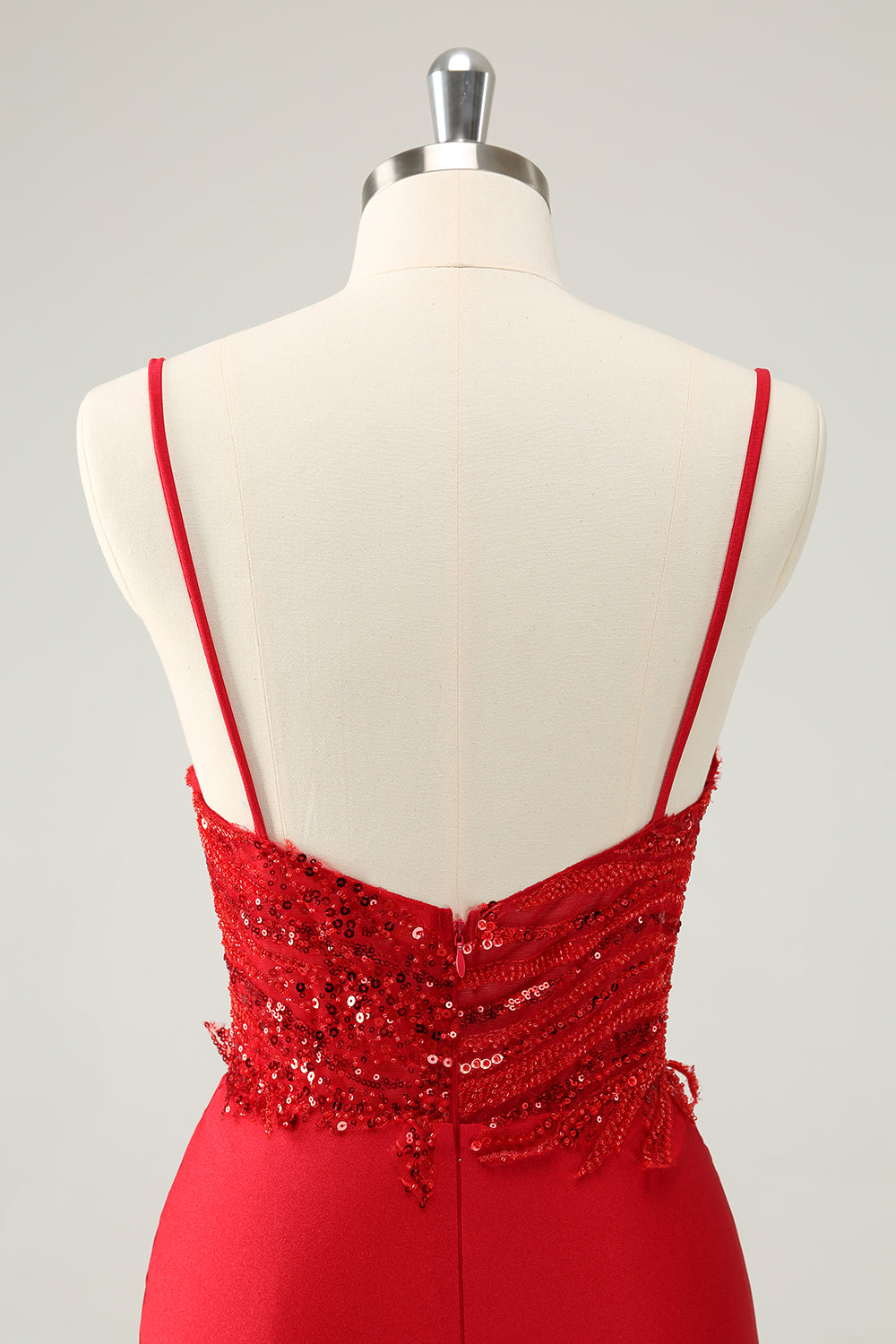 Sparkly Red Bodycon Spaghetti Straps Homecoming Dress with Sequins