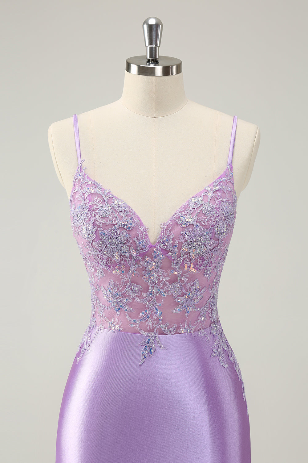 Sparkly Bodycon Lilac Spaghetti Straps Homecoming Dress with Sequins