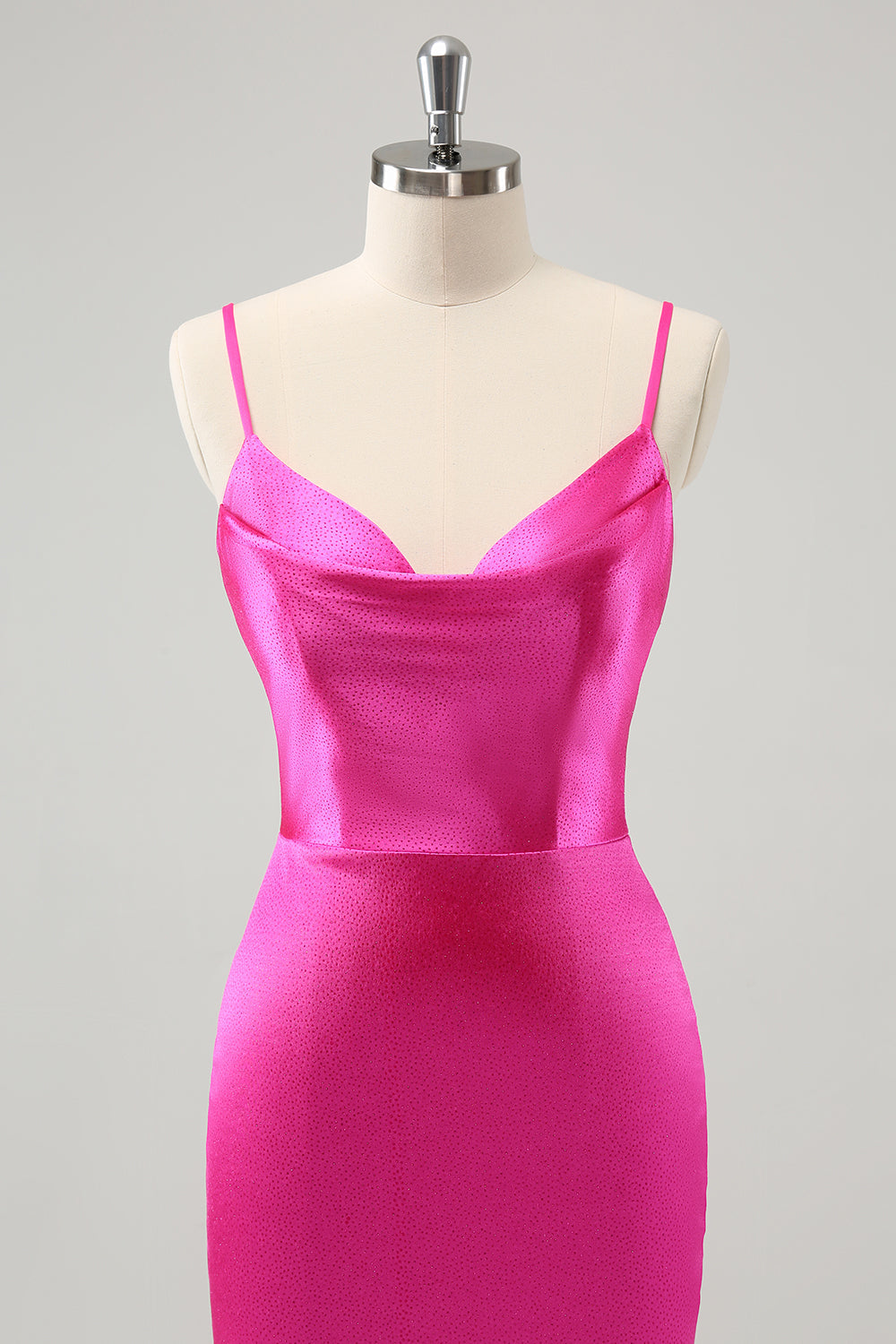 Simple Fuchsia Cowl Neck Backless Tight Short Homecoming Dress