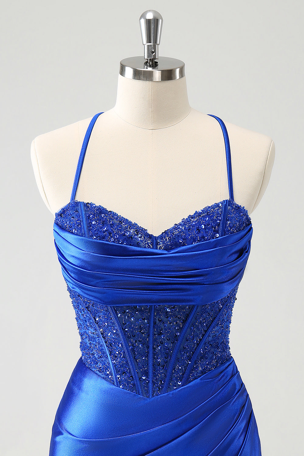 Sparkly Royal Blue Tight Corset Short Homecoming Dress with Lace Up Back