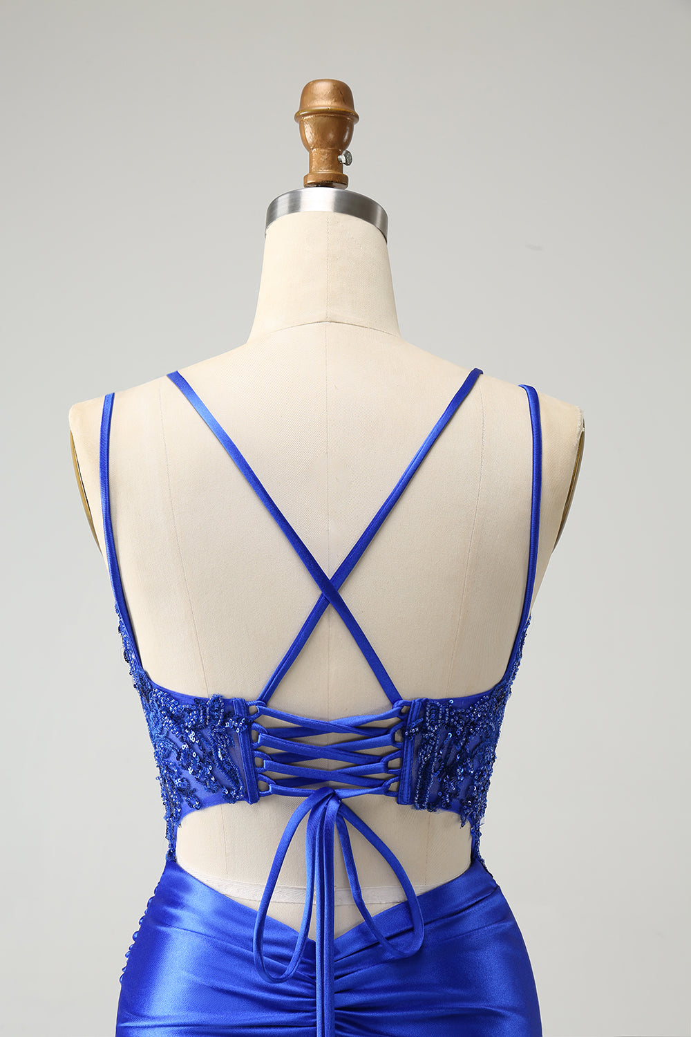 Royal Blue Corset Spaghetti Straps Tight Homecoming Dress