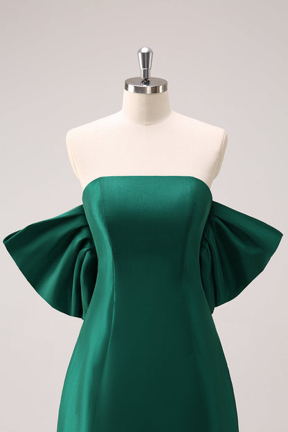 Dark Green Strapless A Line Short Homecoming Dress with Bow