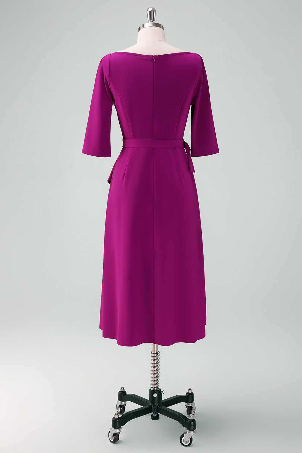 Grape Purple Asymmetrical Cocktail Dress with Half Sleeves