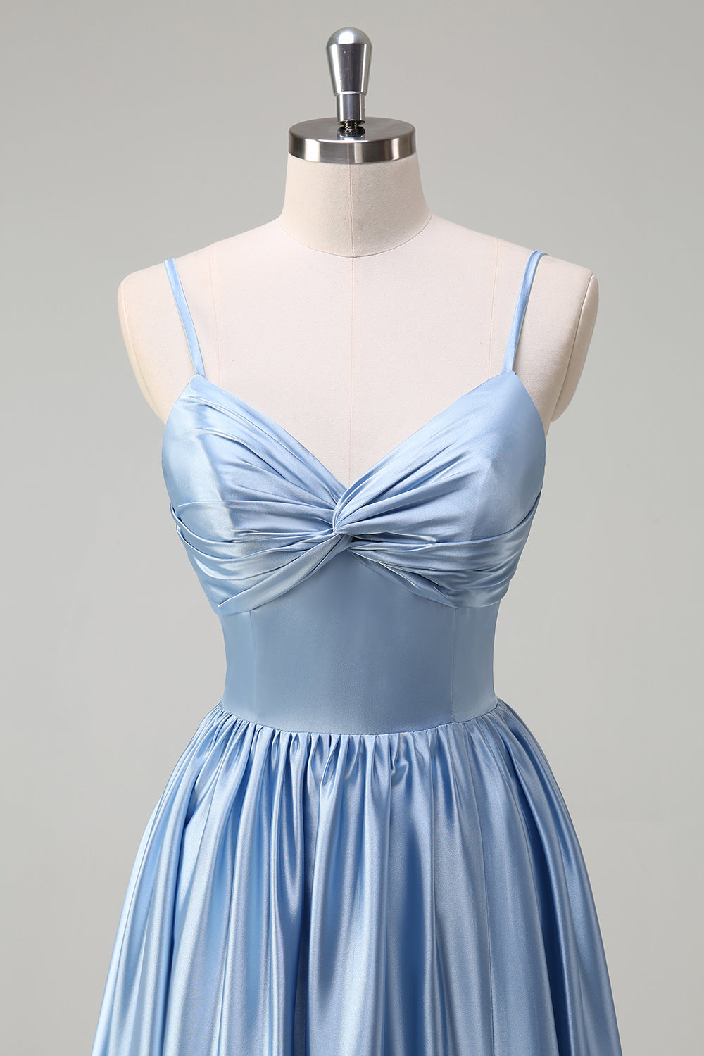 Sky Blue Spaghetti Straps A-Line Long Bridesmaid Dress