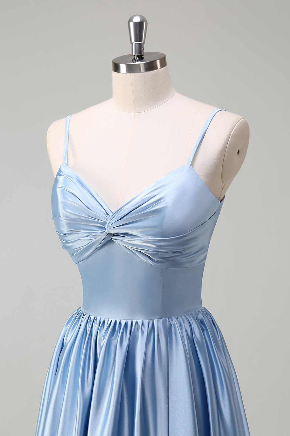 Sky Blue Spaghetti Straps A-Line Long Bridesmaid Dress