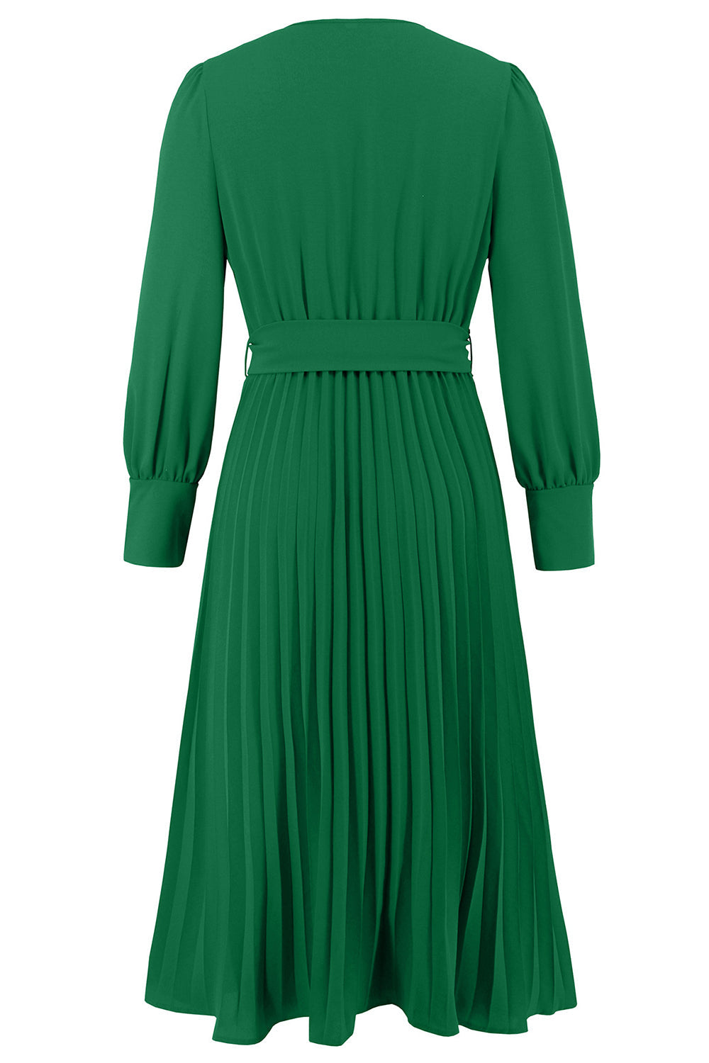 Green A Line V-Neck Long Cocktail Dress with Long Sleeves