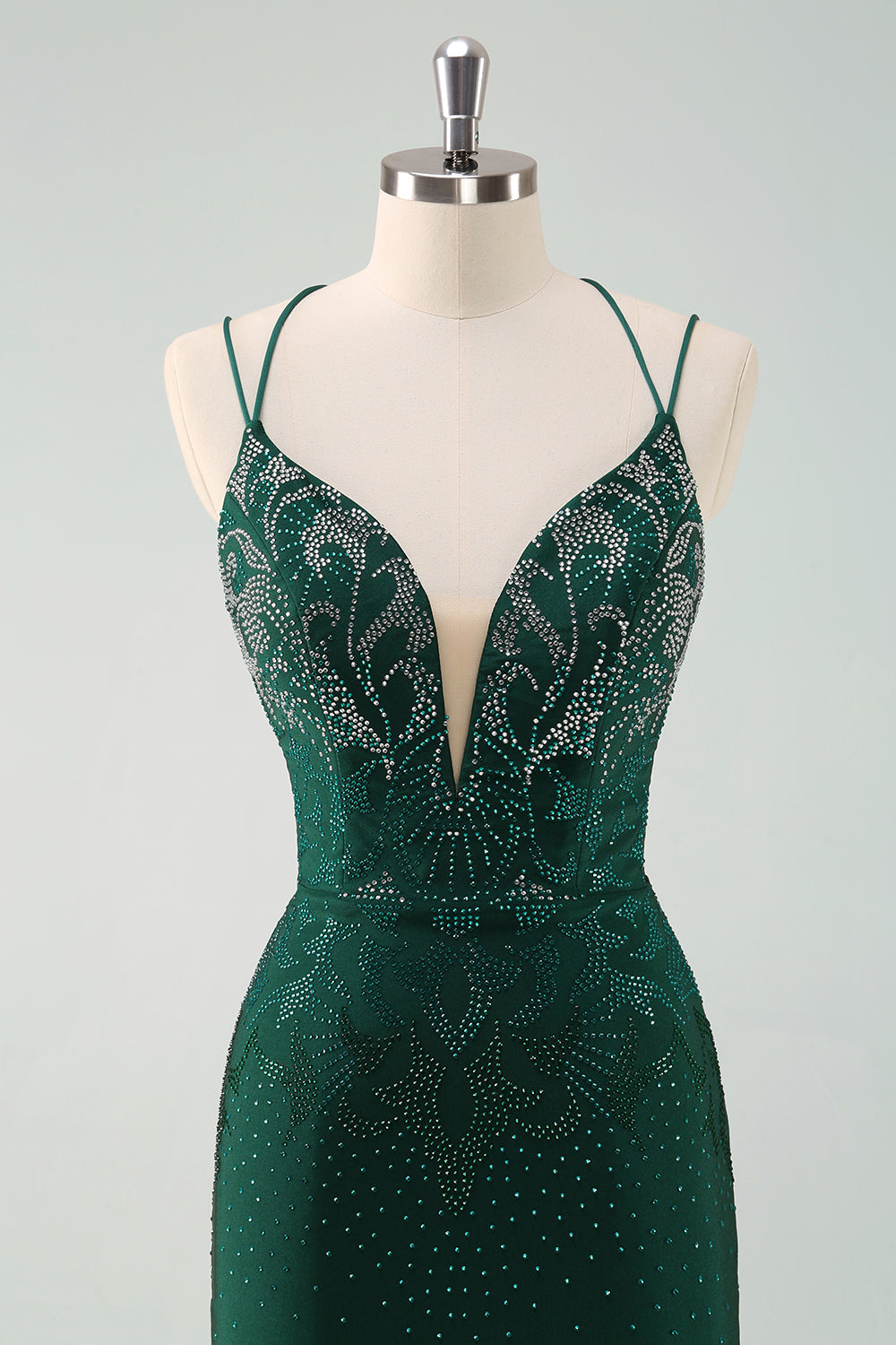 Dark Green Bodycon Spaghetti Straps Short Homecoming Dress with Beading