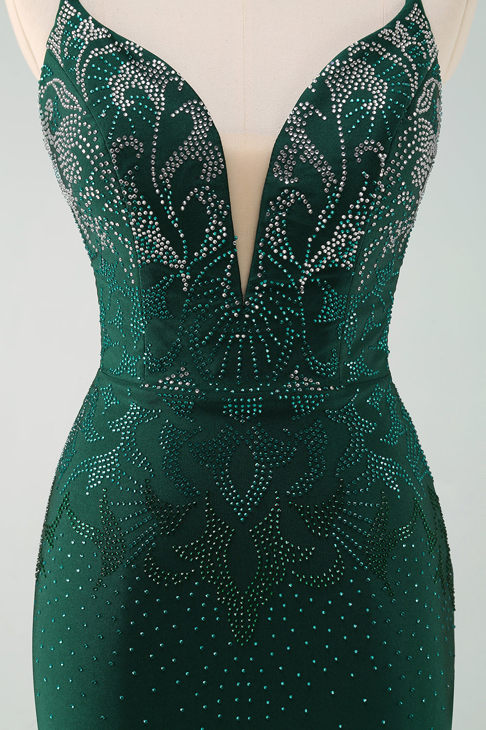 Dark Green Bodycon Spaghetti Straps Short Homecoming Dress with Beading