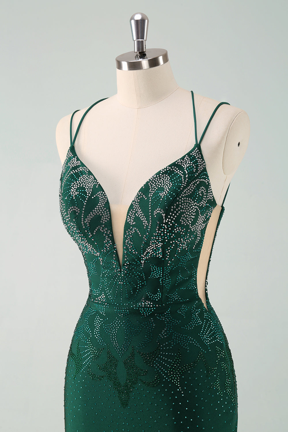 Dark Green Bodycon Spaghetti Straps Short Homecoming Dress with Beading