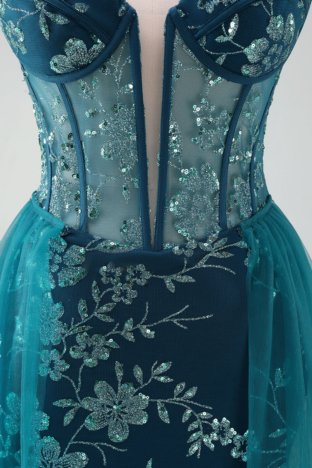 Dark Green Corset Strapless Detachable Homecoming Dress