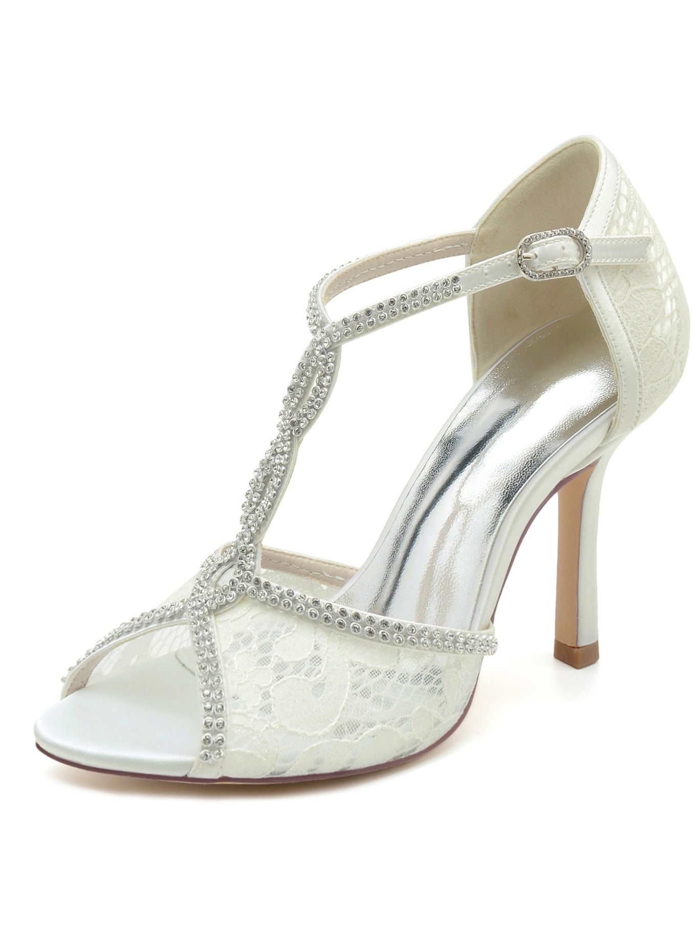 Women's Rhinestone Stiletto Heel Open Toe Bridal Shoes