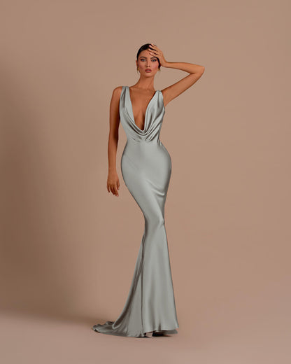 Elegant Champagne Sliming Prom Dress Long Mermaid Dress YB0045