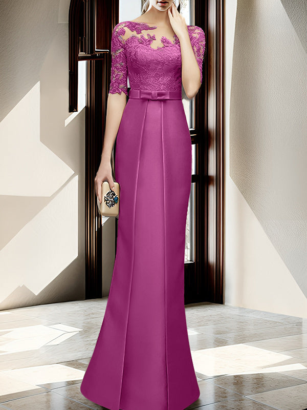 Sheath/Column Illusion Neck Floor-length Mother of the Bride Dresses