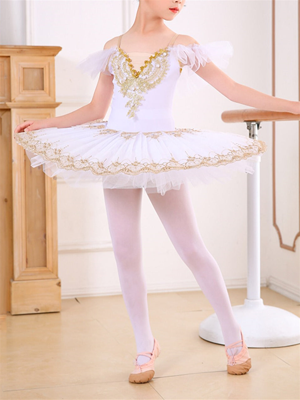 Kids' Dancewear Ballet Dress Pearls Crystals/Rhinestones Sequins Sleeveless Girls' Performance & Spandex Organza