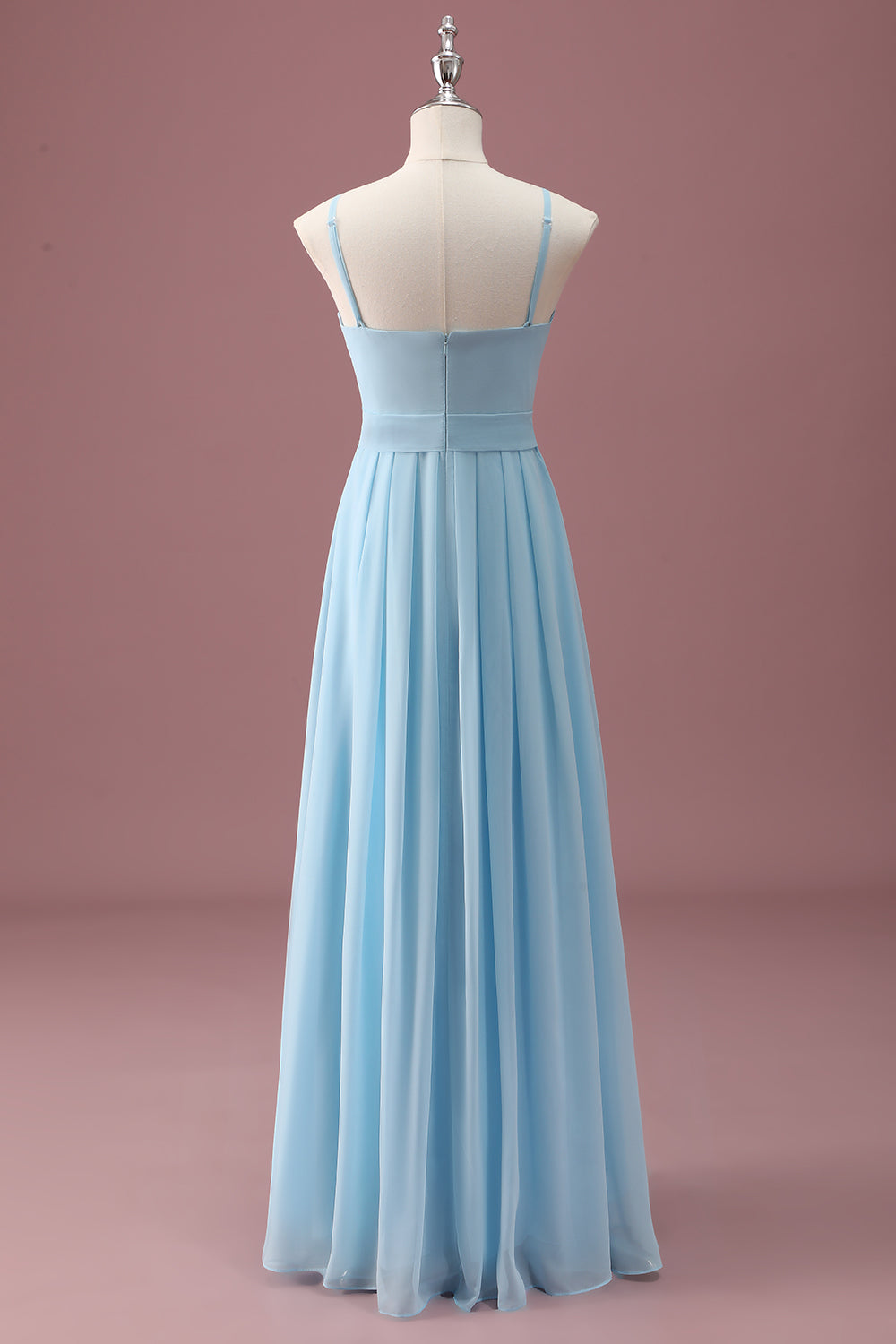 Sky Blue A Line Spaghetti Straps Ruffles Junior Bridesmaid Dress