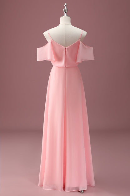 Pink Cold Shoulder A Line Junior Bridesmaid Dress