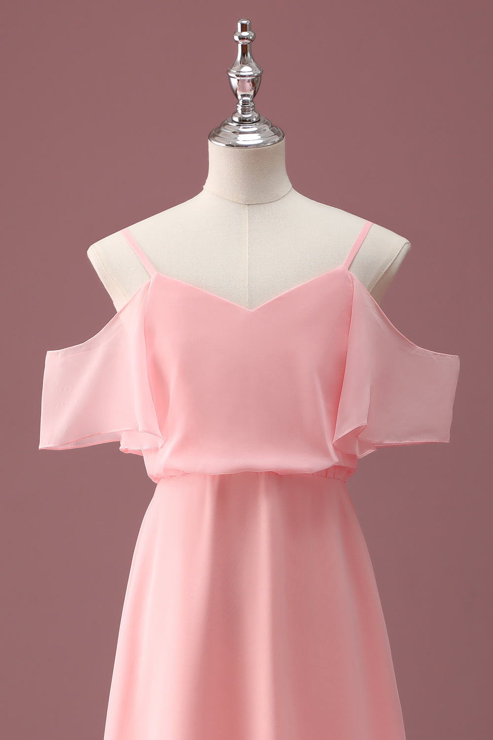 Pink Cold Shoulder A Line Junior Bridesmaid Dress