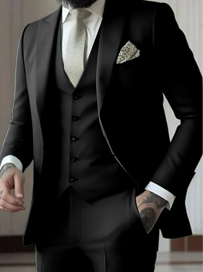 Men's Tailored Fit Single Breasted One-button 3 Pieces Wedding Suits