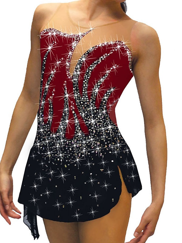 Figure Skating Women's Girls' Training Practice Sleeveless Ice Skating Dress