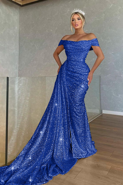 Gorgeous Off-The-Shoulder Strapless Mermaid Prom Dress With Sequins PD0818