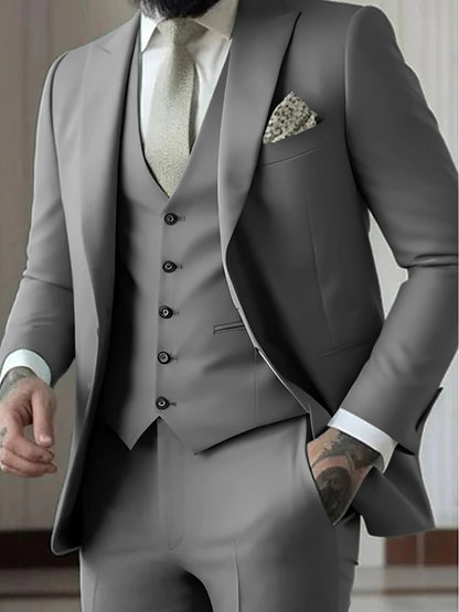 Men's Tailored Fit Single Breasted One-button 3 Pieces Wedding Suits