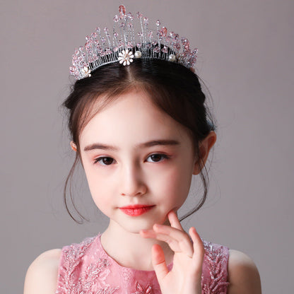 Fashionable Cute Pink Crystal Princess Crown Headpiece Accessories