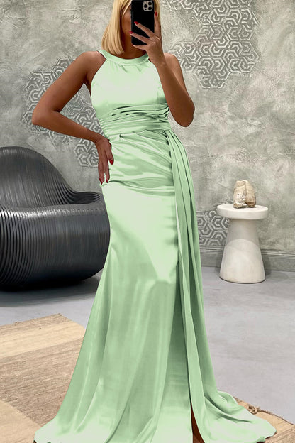 Elegant Jewel Strapless Mermaid Long Prom Dress With Pleated ED0288