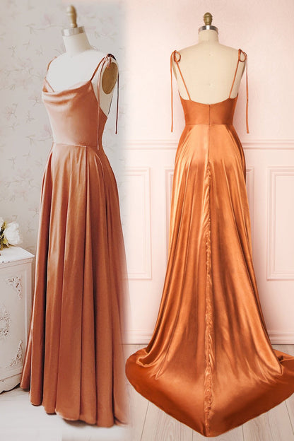 edgynewlook Simple Spaghetti Strap Prom Dress With Split Open Back