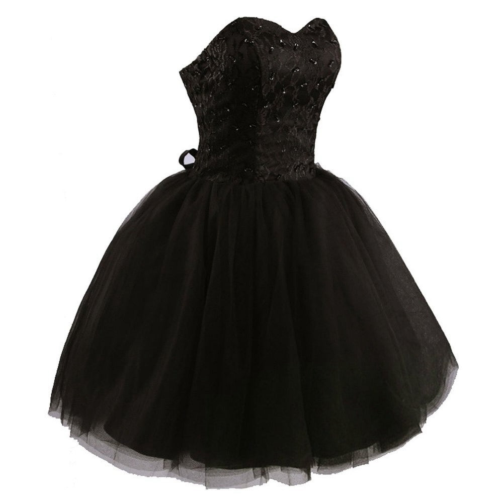 Sweetheart A-line black tulle prom dress,evening dress,bridesmaid dress  7628