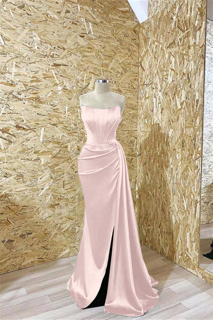 Gorgeous Strapless Long Mermaid Prom Dress With Pleats Ruffles ED0425