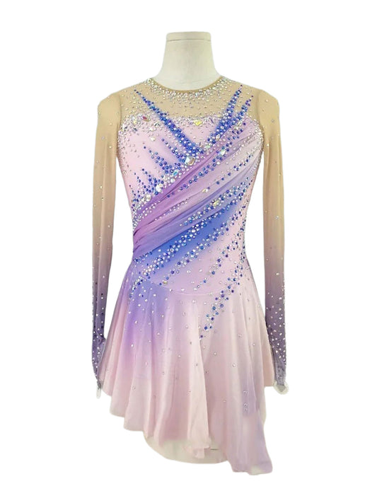 Sparkling Figure Skating Women's Girls' Long Sleeves Skating Training Dress