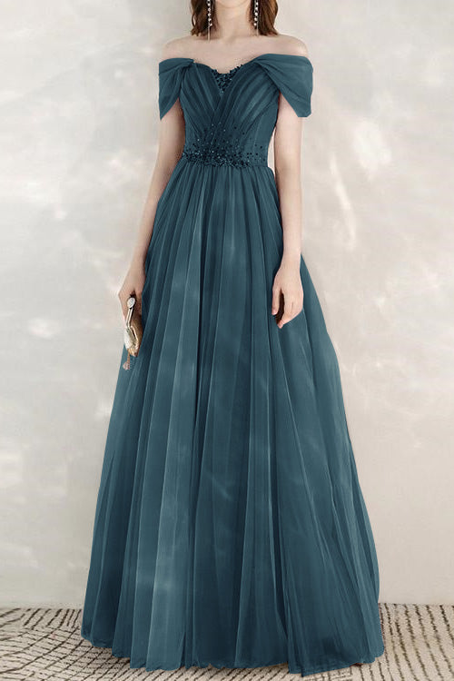 Edgynewlook Elegant Infinity Tulle Long Prom Dress With Sweetheart Sequins