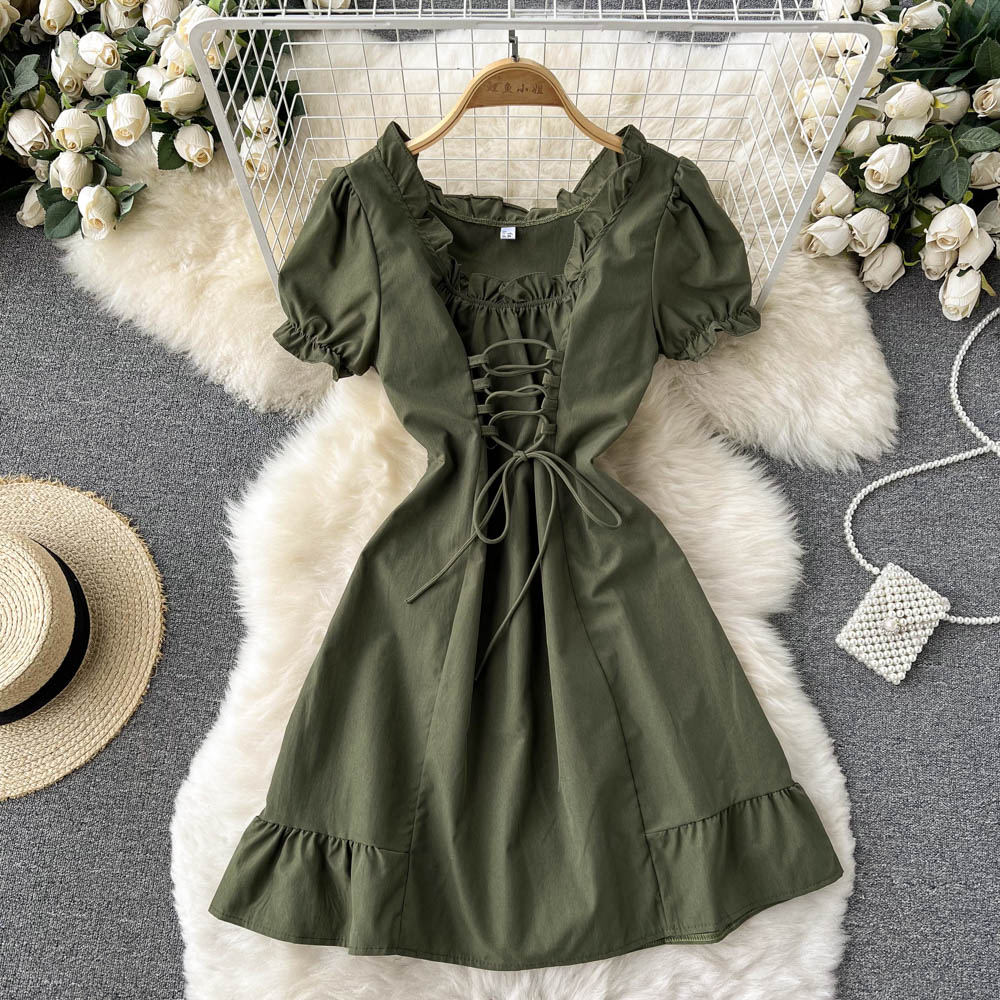 Cute A Line Lace Up Dress Fashion Girl Dress  10664