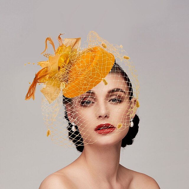 Fascinators Net Funeral Horse Race With Feather Flower Headpiece