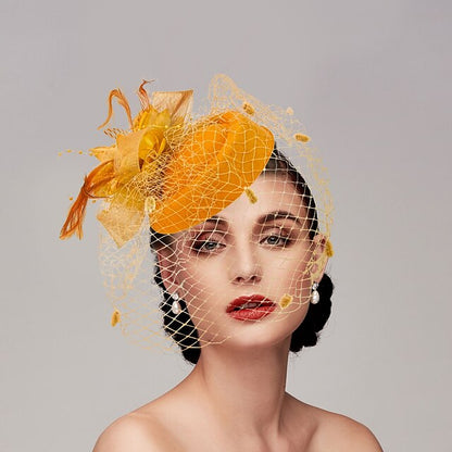 Fascinators Net Funeral Horse Race With Feather Flower Headpiece