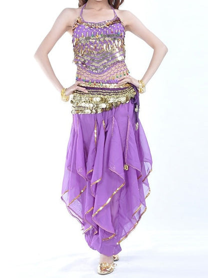 Belly Dance Sleeveless Top Coin Beading Sequin Women's Performance With Beading & Sequin & Coin