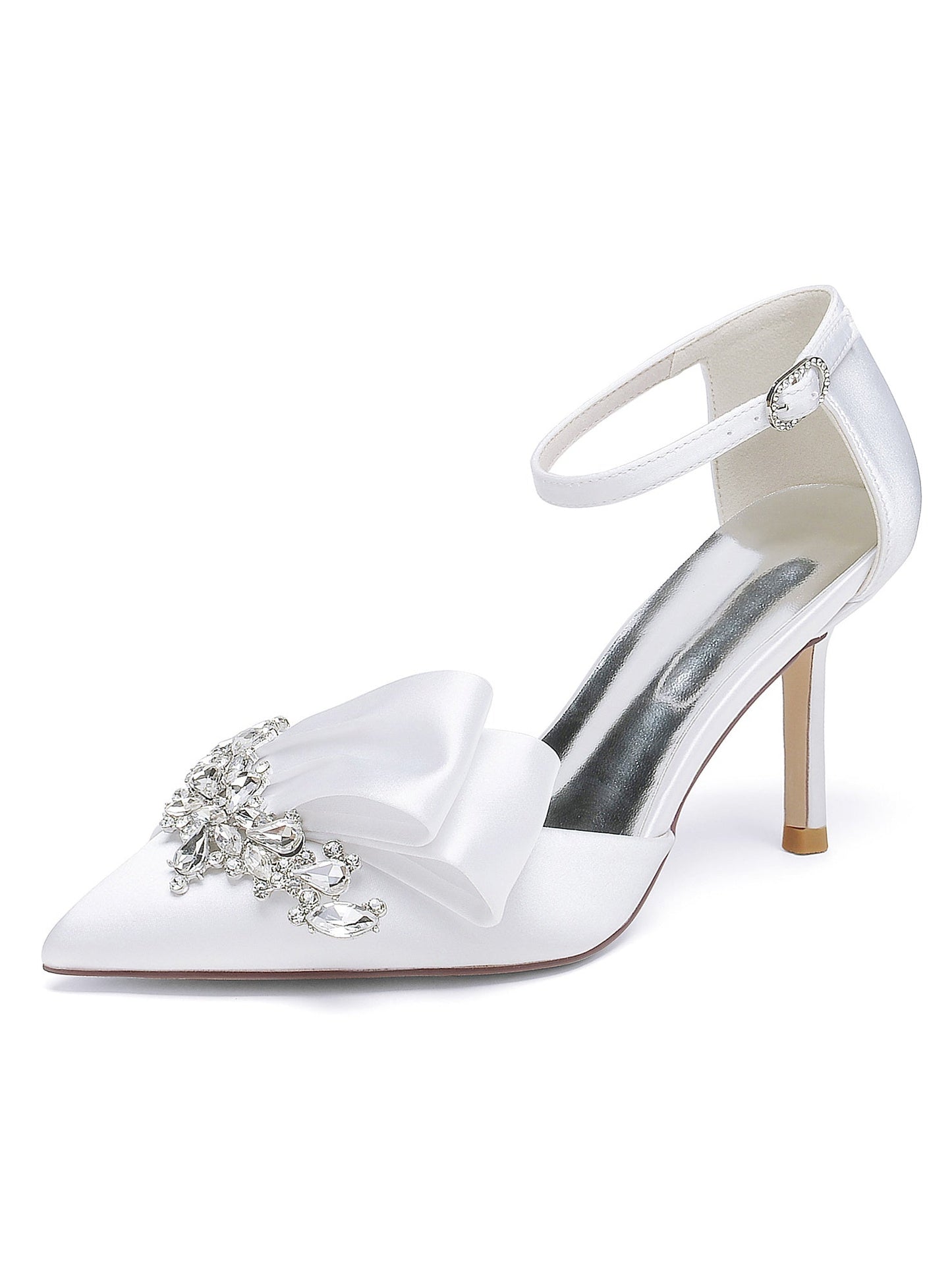 Women's Wedding Rhinestone High Heel Pointed Toe Bridesmaid Shoes