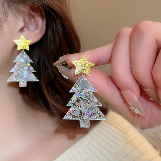 Women's Christmas Tree Plastic Earrings