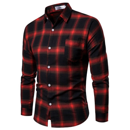 Men's Loose Long Sleeves Casual Plaid Shirt