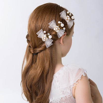 Elegant Delicated Rhinestone Pearl Bow Headpieces